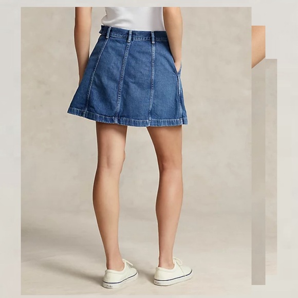 NEW Polo Ralph Lauren Luxury Denim Paneled A-Line Skirt SIZE 0 - Picture 4 of 9